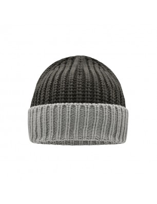 2-coloured beanie in coarse knitting