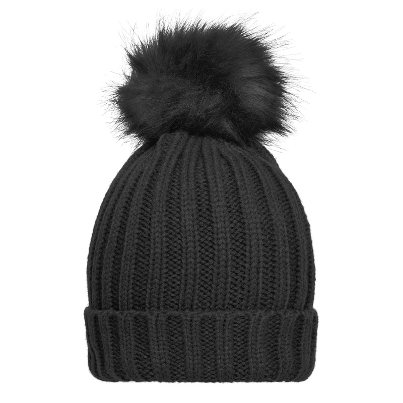 Elegant knitted beanie with extra large pompon