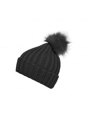 Elegant knitted beanie with extra large pompon