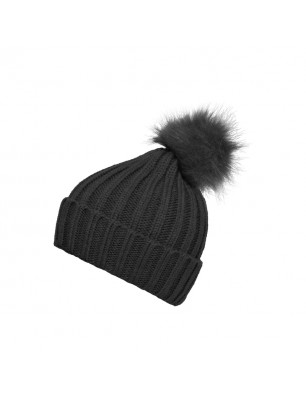 Elegant knitted beanie with extra large pompon