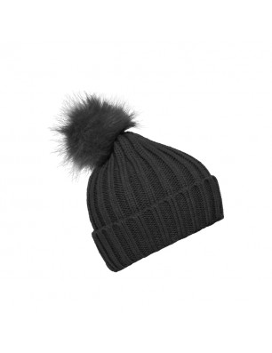 Elegant knitted beanie with extra large pompon