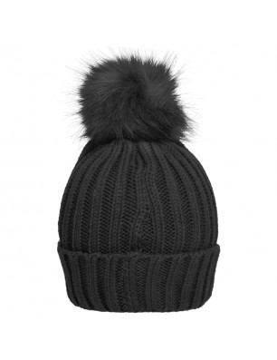 Elegant knitted beanie with extra large pompon