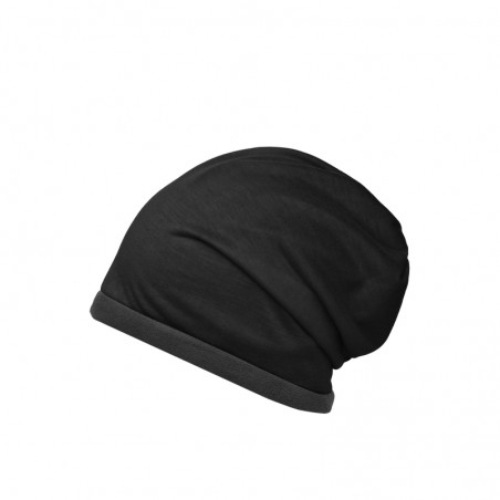 Casual beanie with fleece border in contrasting colour