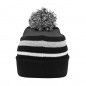 Classic knitted beanie with fashionable stripes and a multicoloured pompon