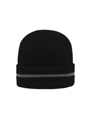 Classic knitted beanie with a reflective stripe on the brim