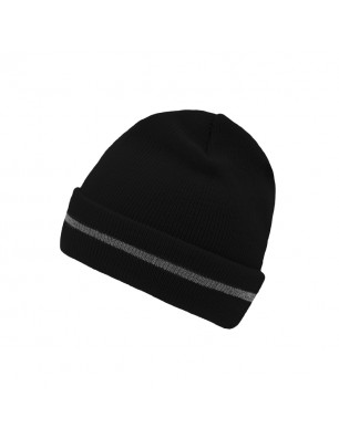 Classic knitted beanie with a reflective stripe on the brim