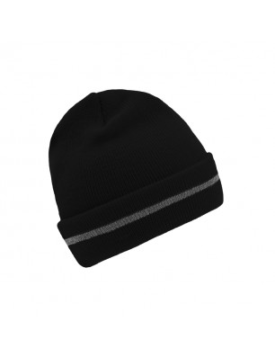 Classic knitted beanie with a reflective stripe on the brim