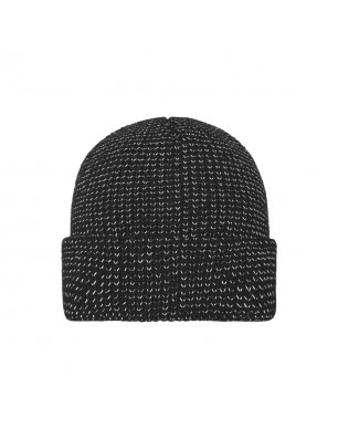 Warm knitted beanie with reflective accents (without protective