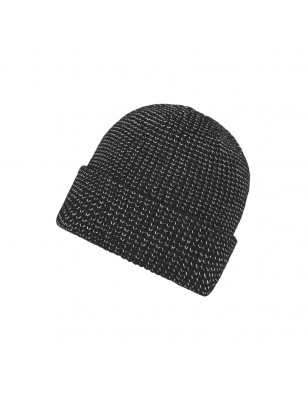 Warm knitted beanie with reflective accents (without protective