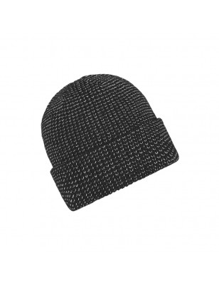 Warm knitted beanie with reflective accents (without protective