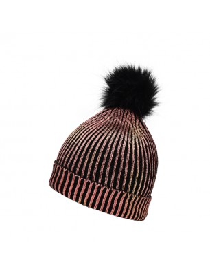 Knitted beanie in fashionable metallic look