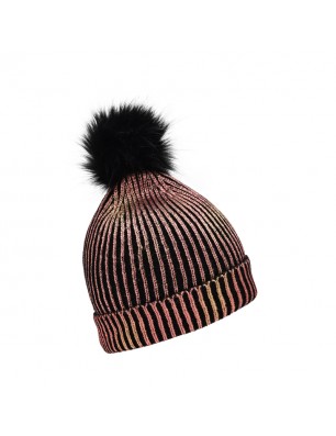 Knitted beanie in fashionable metallic look