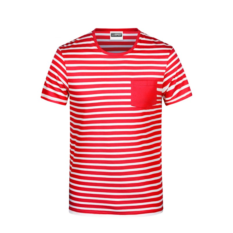 T-shirt in maritime look with breast pocket