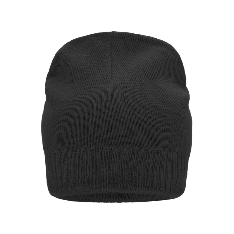 Knitted cap with fleece inset around the forehead