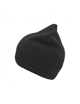 Knitted cap with fleece inset around the forehead