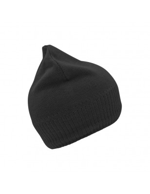 Knitted cap with fleece inset around the forehead