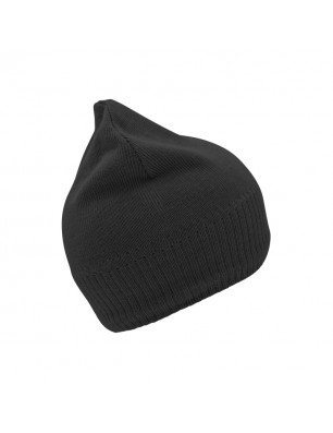 Knitted cap with fleece inset around the forehead