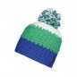 Trendy 3-coloured crocheted cap with pompon