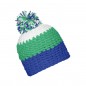 Trendy 3-coloured crocheted cap with pompon