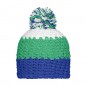 Trendy 3-coloured crocheted cap with pompon