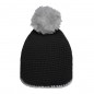 Crocheted hat with contrasting border and pompon