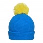 Knitted hat with brim and pompon