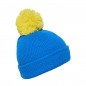 Knitted hat with brim and pompon