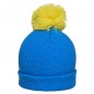 Knitted hat with brim and pompon