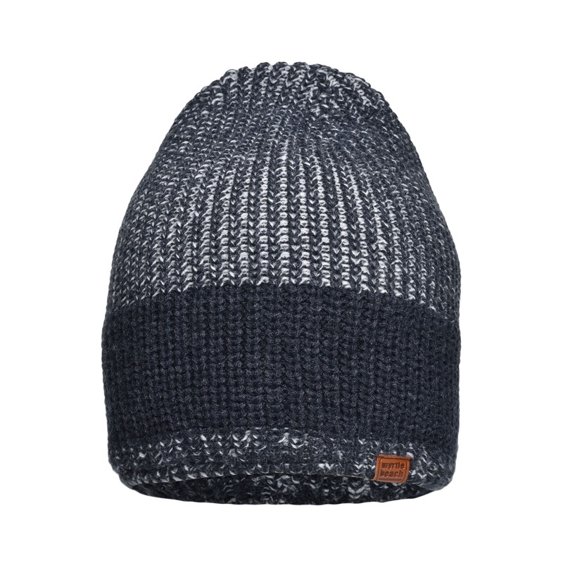 Melange knitted hat in fashionable rib-design