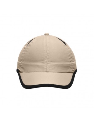 Sporty 6 panel cap made of microfibre for all weather conditions