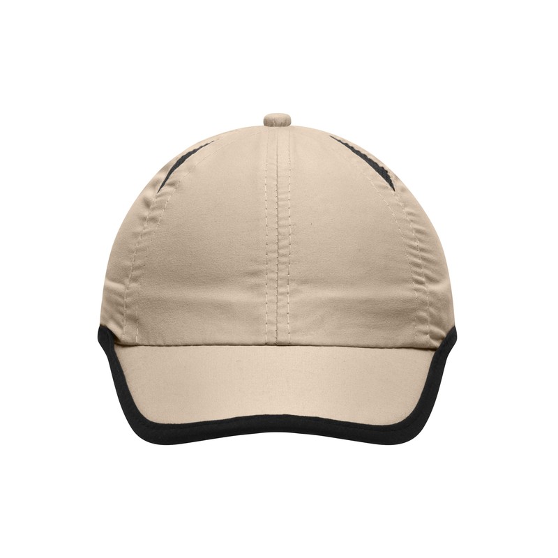 Sporty 6 panel cap made of microfibre for all weather conditions