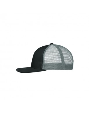 Trendy 6 panel mesh cap with a flat peak made of polycotton