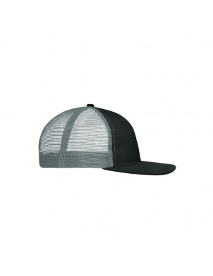 Trendy 6 panel mesh cap with a flat peak made of polycotton