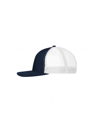 Trendy 6 panel mesh cap with a flat peak made of polycotton