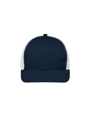 Trendy 6 panel mesh cap with a flat peak made of polycotton