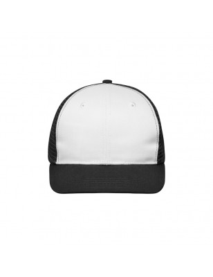 Trendy 6 panel mesh cap with a flat peak made of polycotton