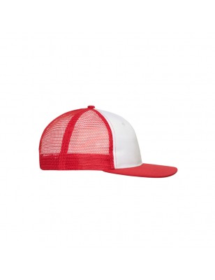 Trendy 6 panel mesh cap with a flat peak made of polycotton