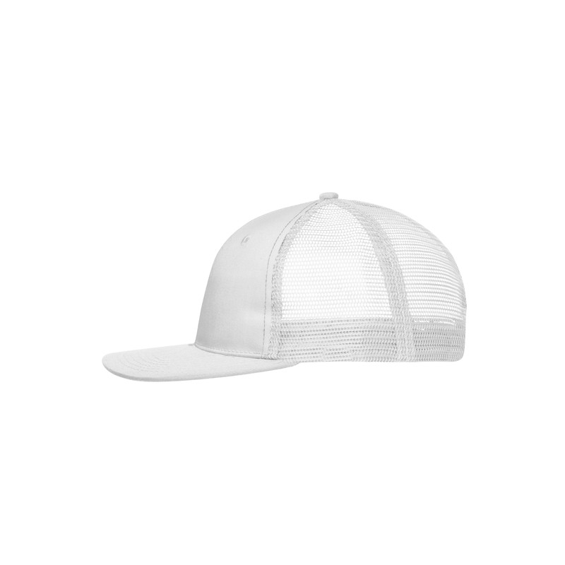 Trendy 6 panel mesh cap with a flat peak made of polycotton