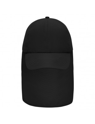 6 panel cap with extra long neck guard