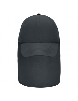 6 panel cap with extra long neck guard