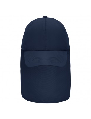 6 panel cap with extra long neck guard