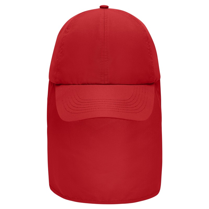 6 panel cap with extra long neck guard