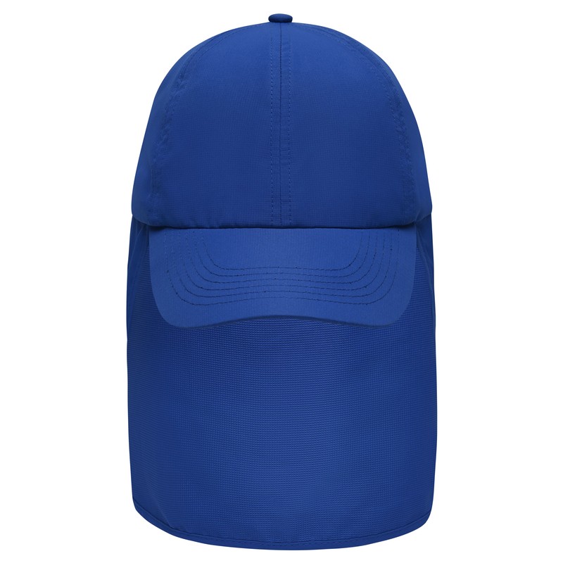 6 panel cap with extra long neck guard