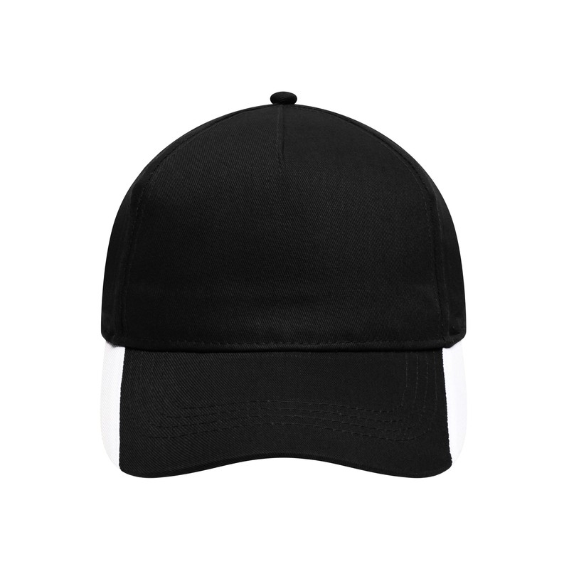 5 panel cap with contrasting stripes on the peak