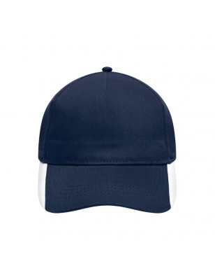 5 panel cap with contrasting stripes on the peak