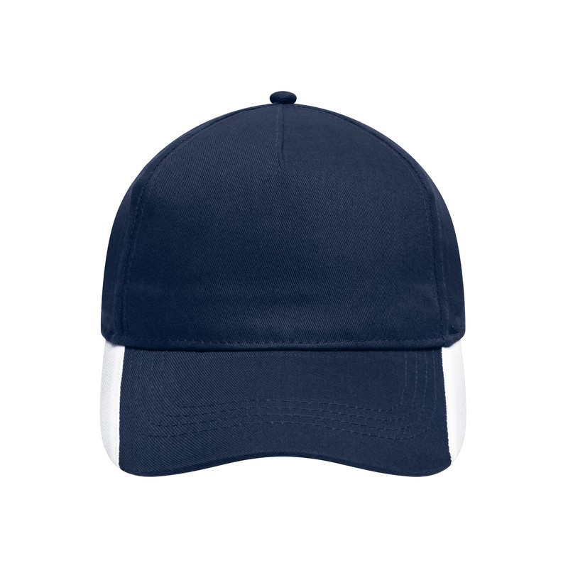 5 panel cap with contrasting stripes on the peak