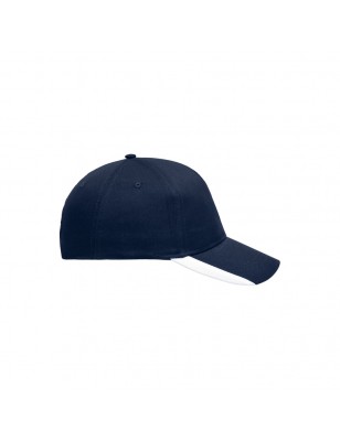 5 panel cap with contrasting stripes on the peak