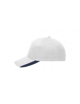 5 panel cap with contrasting stripes on the peak