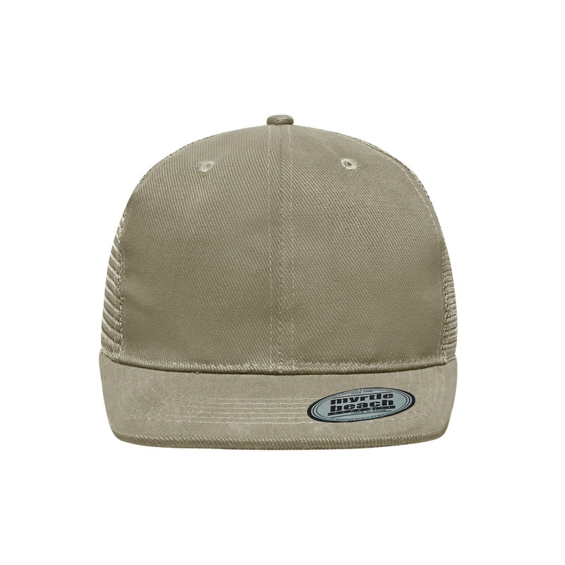 6 panel mesh cap with flat peak