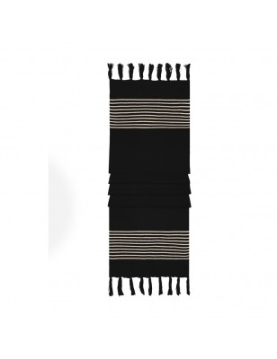 Extra long woven scarf with fine contrasting stripes